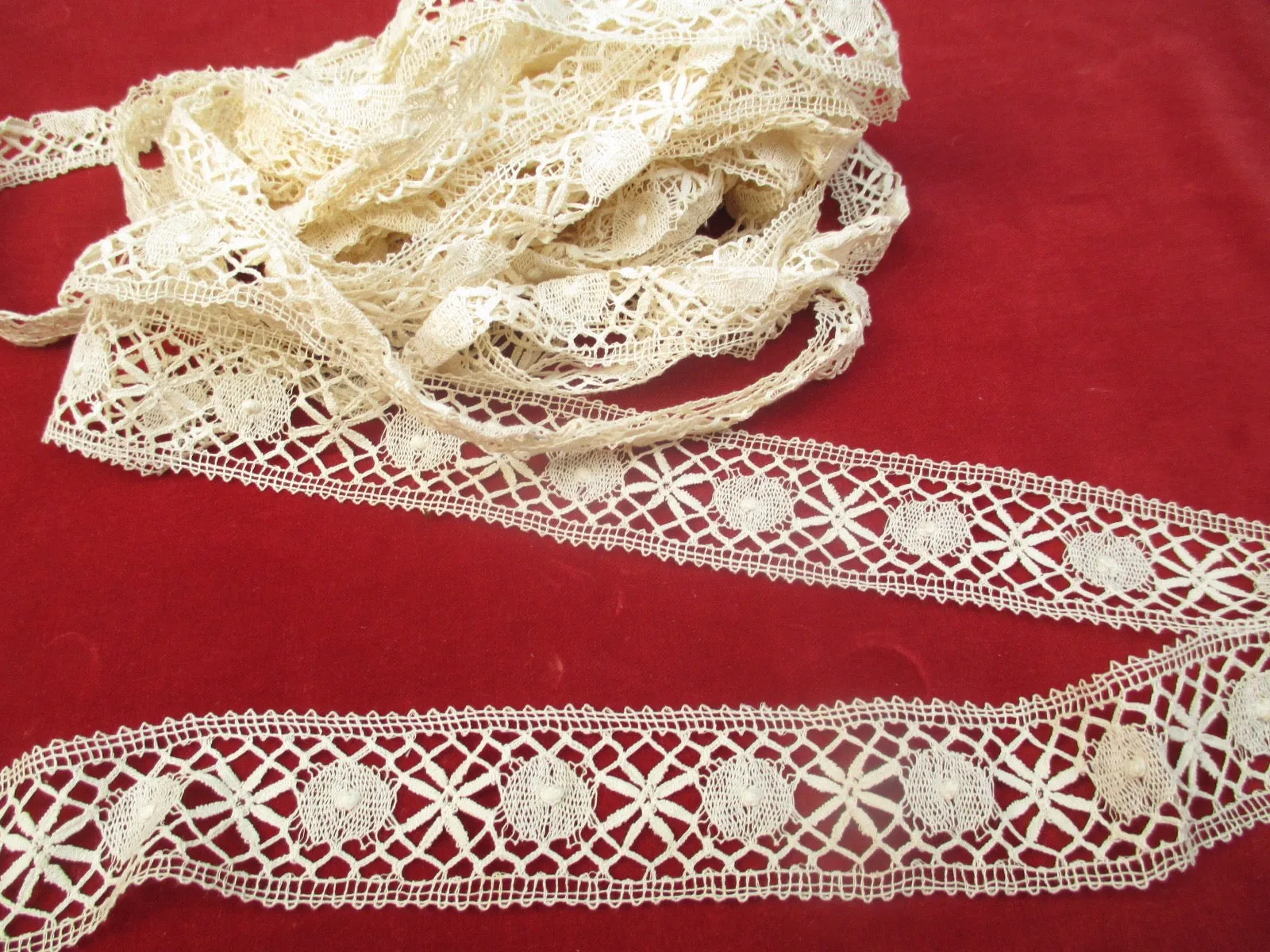 Antique Victorian Handmade Cluny Lace Yardage
