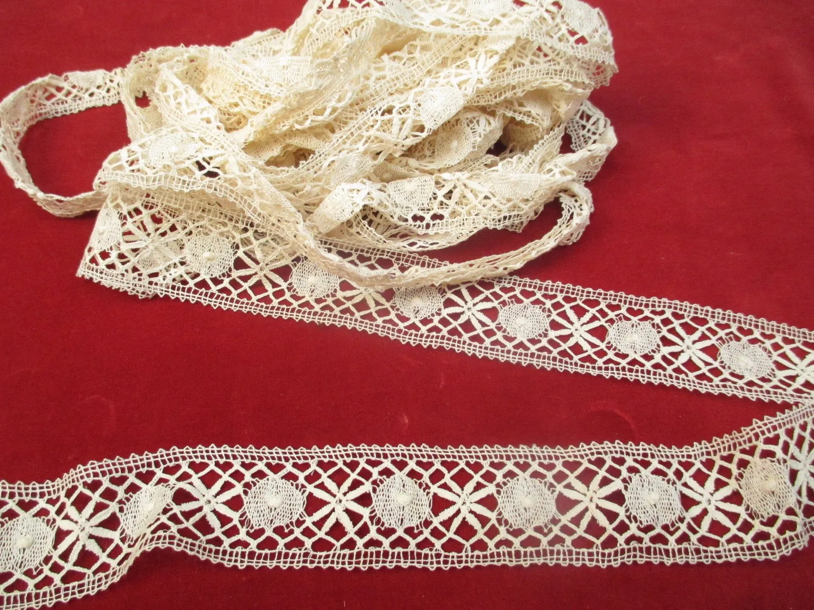 Antique Victorian Handmade Cluny Lace Yardage