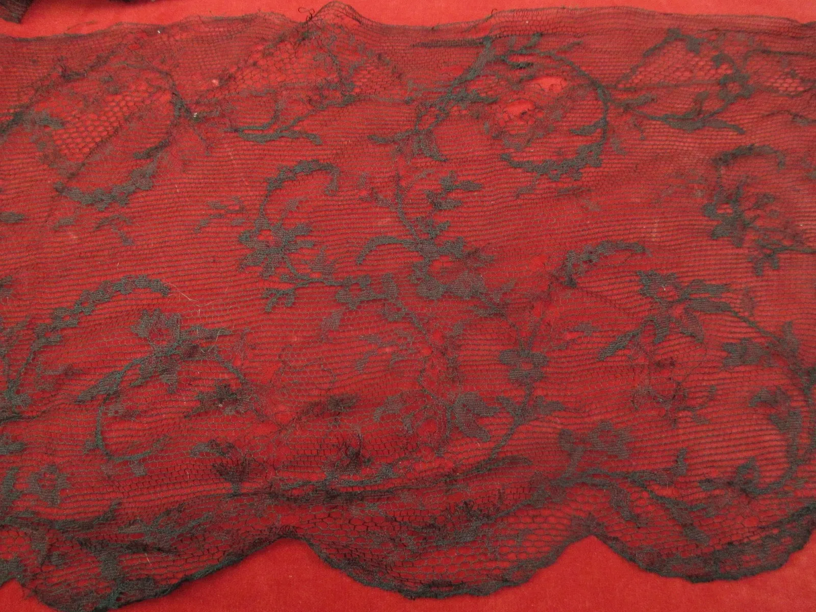 Antique Victorian lace yardage wide black floral 5 YD
