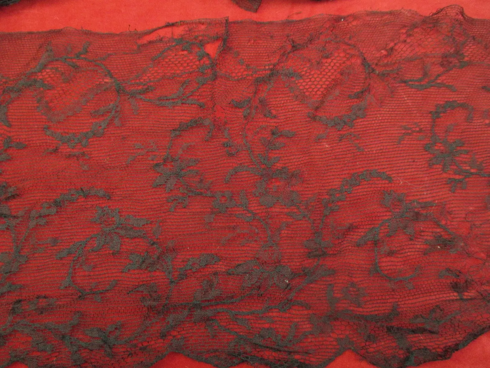 Antique Victorian lace yardage wide black floral 5 YD