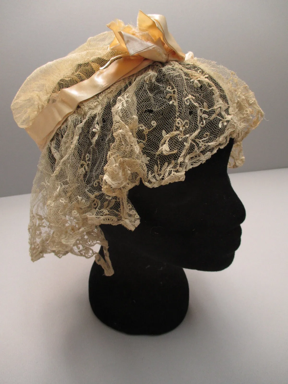 Antique Victorian Net Lace Day Cap