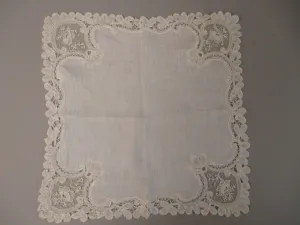 Antique Victorian Point De Gaze Lace Bridal Handkerchief