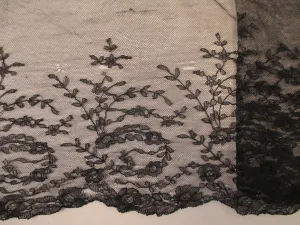 Antique Victorian Silk Chantilly Lace Mourning Veil