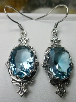 Aquamarine Sky Blue Pin Earrings, Rose Gold plated or Sterling Silver, Stylish Victorian Jewelry Design#E18