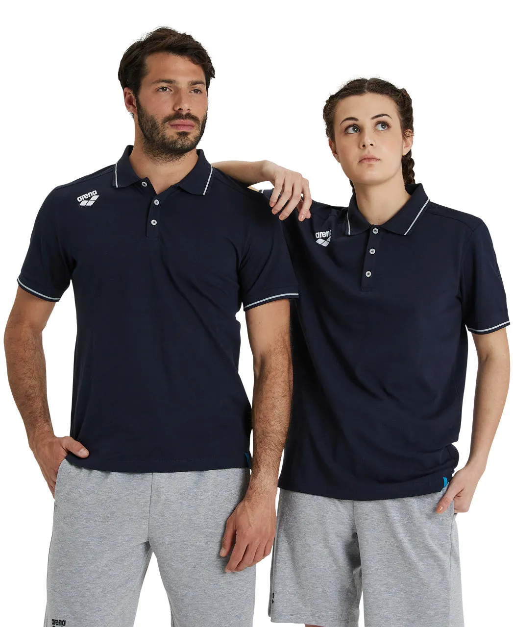 Arena Team Unisex Solid Cotton Polo Shirt - Navy