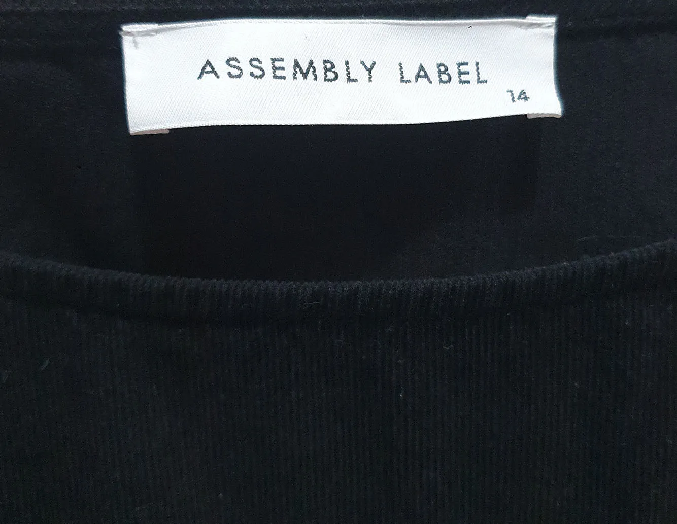 Assembly Label black cord dress size 14