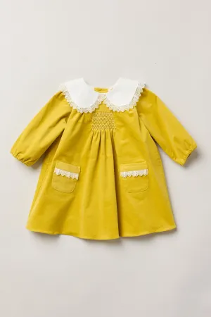 Baby Popcorn Dress Yellow BabyCord