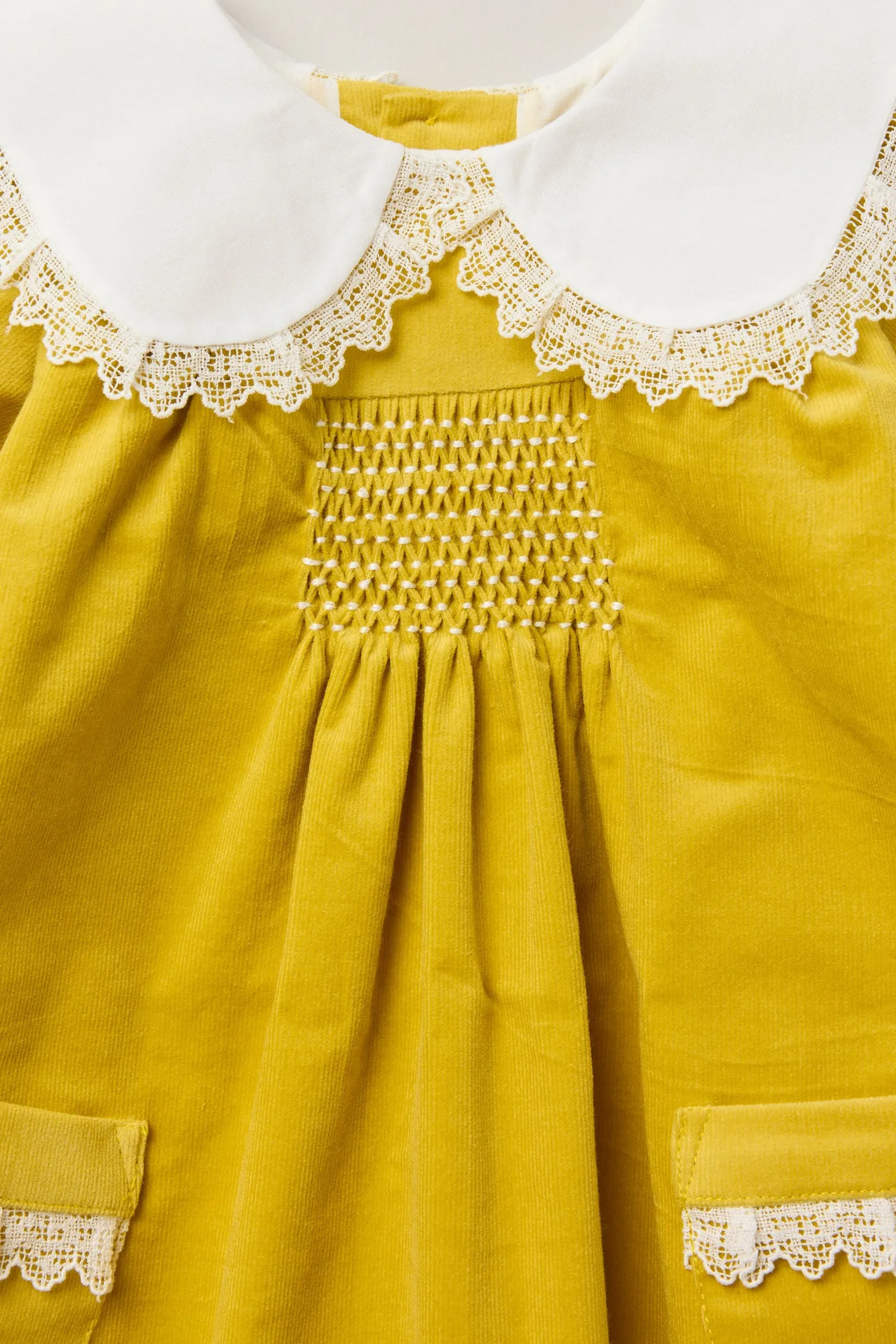 Baby Popcorn Dress Yellow BabyCord