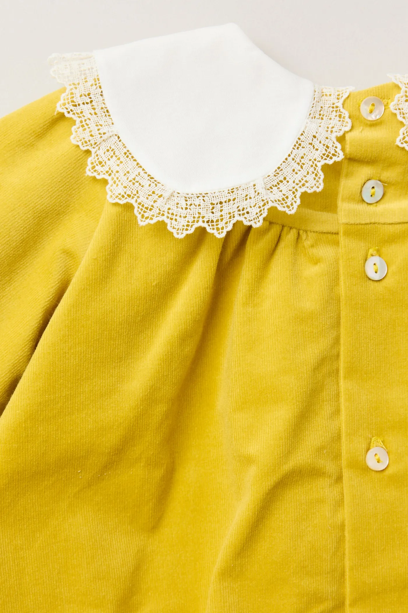 Baby Popcorn Dress Yellow BabyCord