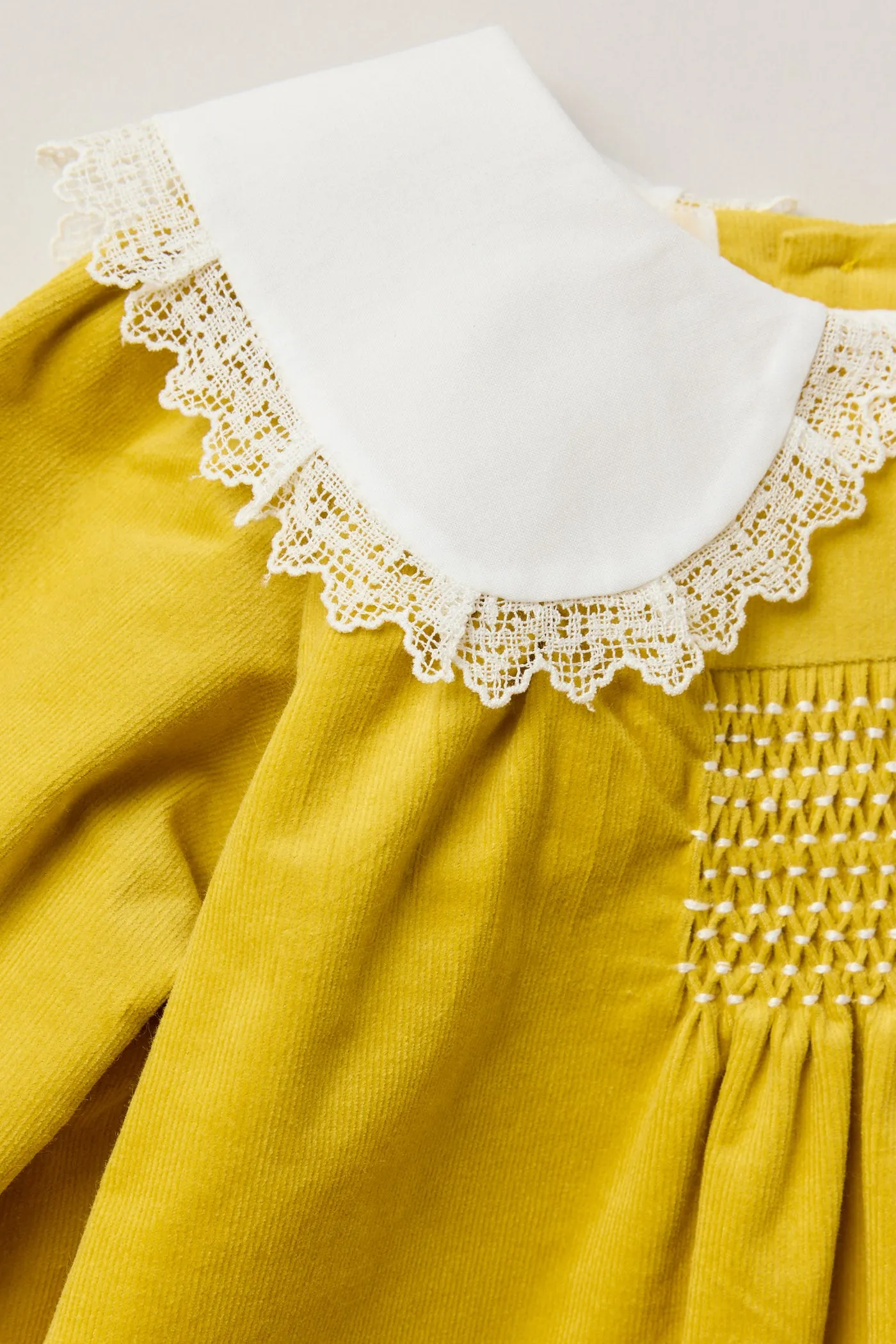 Baby Popcorn Dress Yellow BabyCord