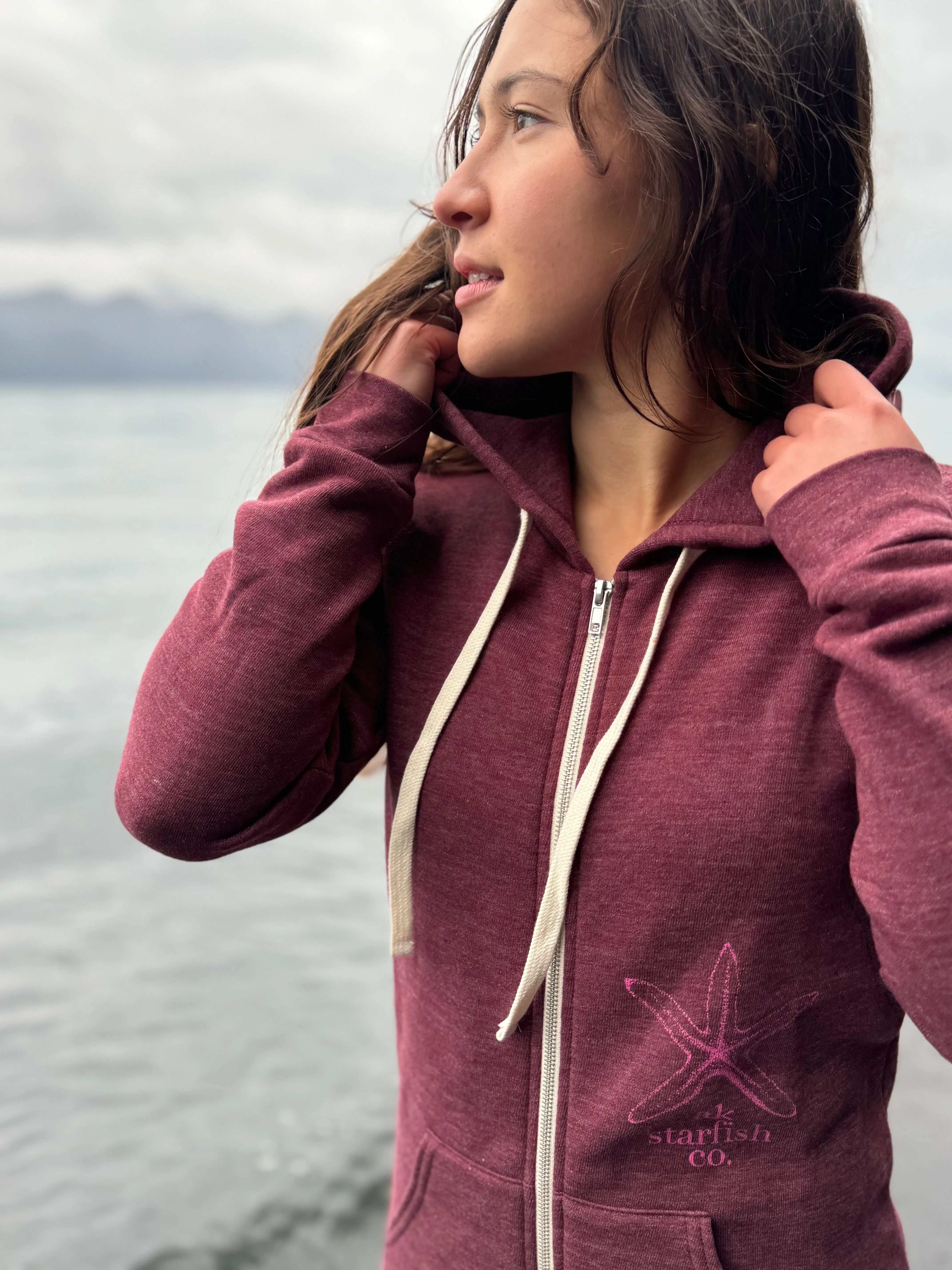 Beach Rose AK Starfish Co. Tri Blend Zipped Hoody $69.00
