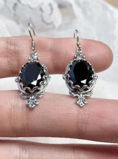Black CZ Earrings, Stylish Victorian Jewelry #E18