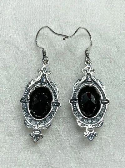 Black CZ Earrings, Stylish Victorian Jewelry #E18