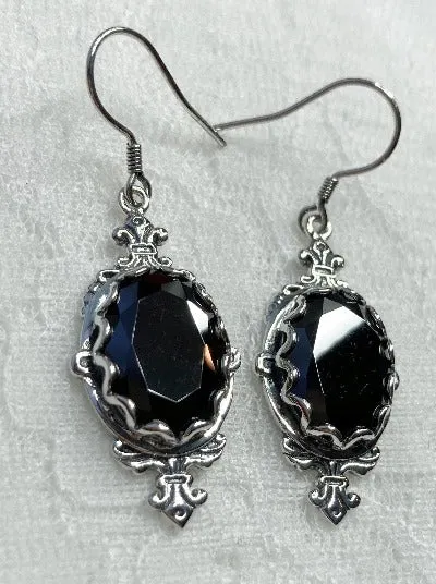 Black CZ Earrings, Stylish Victorian Jewelry #E18