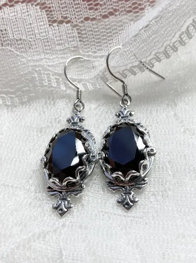 Black CZ Earrings, Stylish Victorian Jewelry #E18
