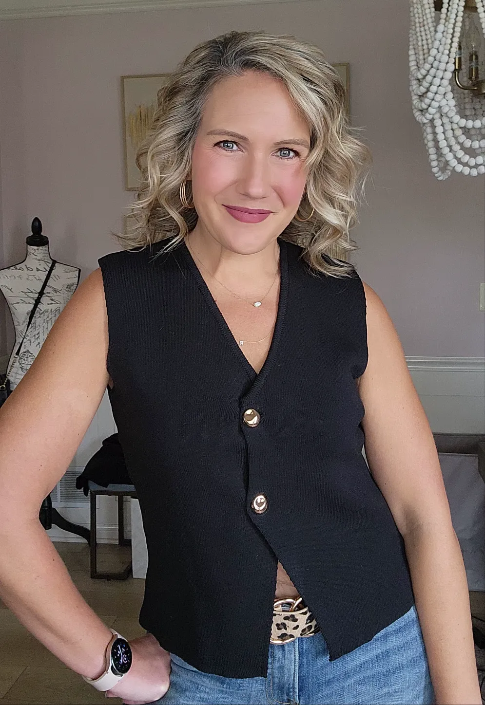 Black Gold Button Vest
