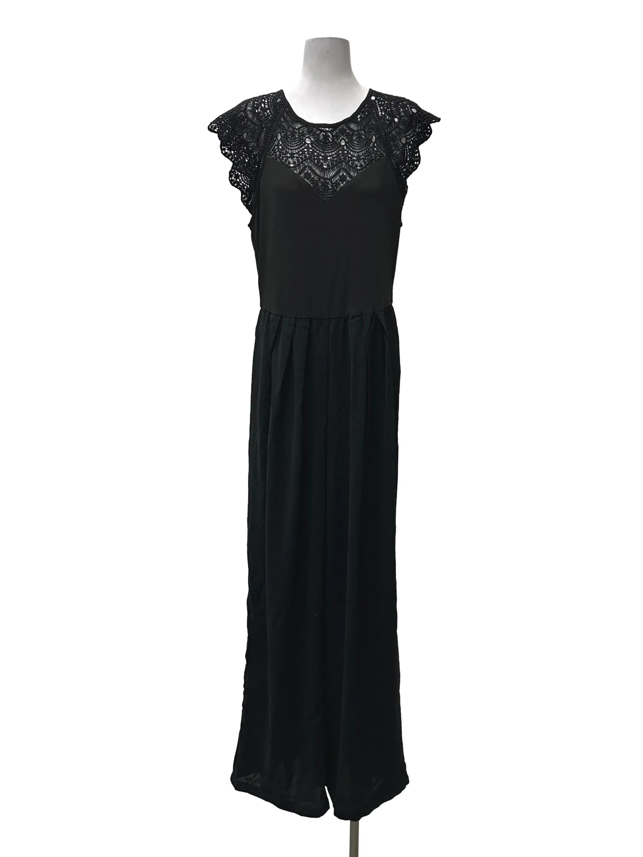 Black Laced Neck Jumpsuit