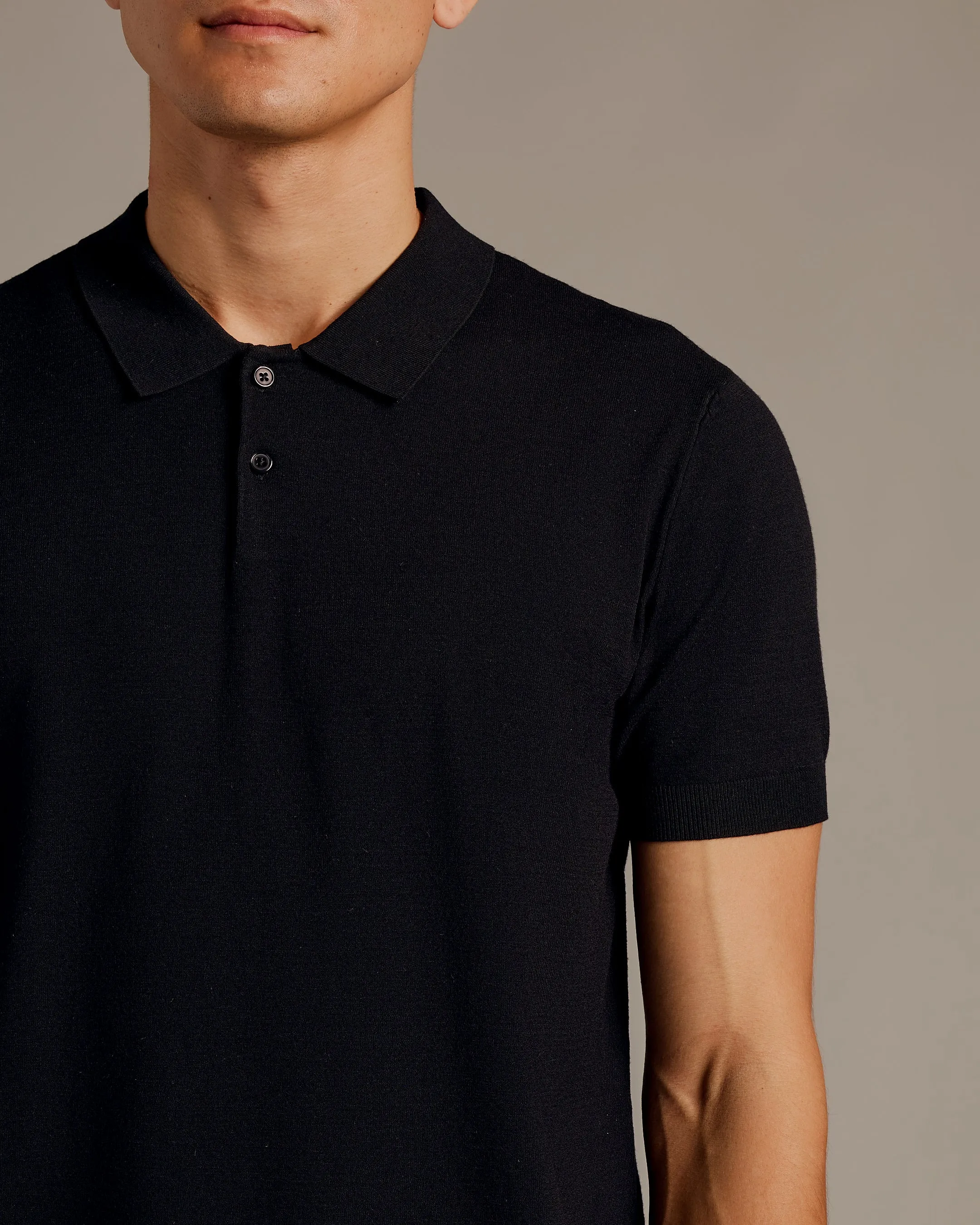 Black Short Sleeve Sweater Polo 2.0