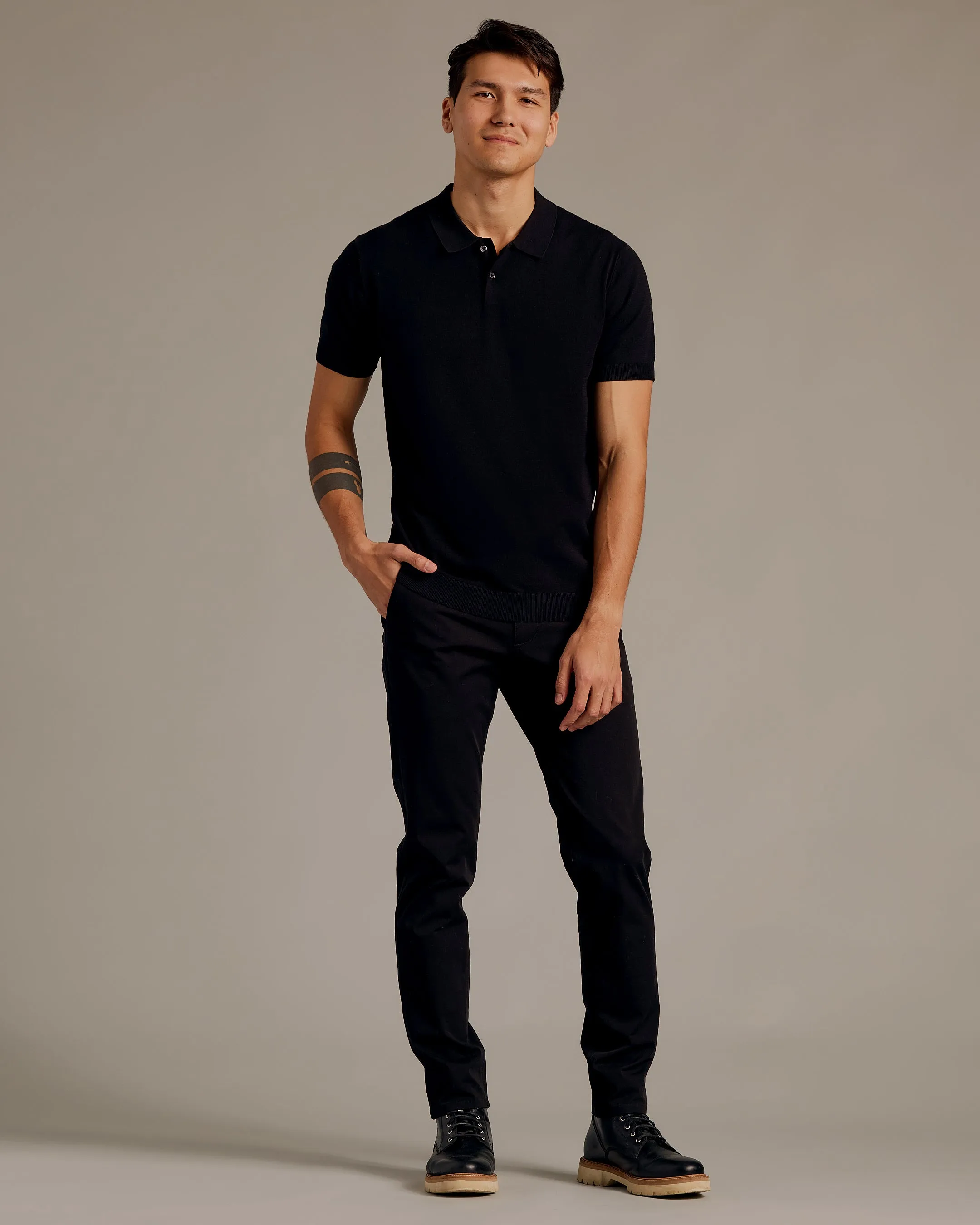 Black Short Sleeve Sweater Polo 2.0