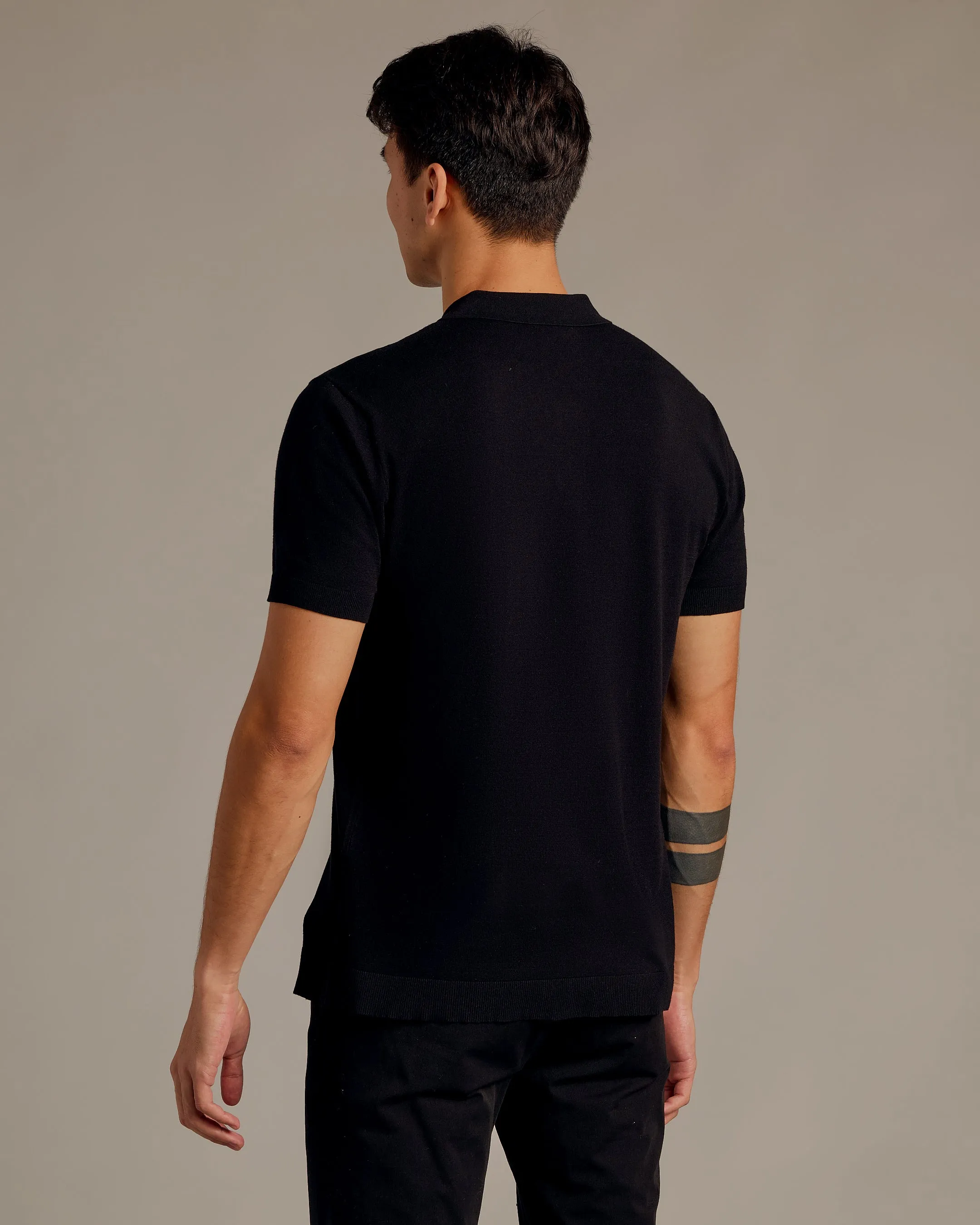 Black Short Sleeve Sweater Polo 2.0