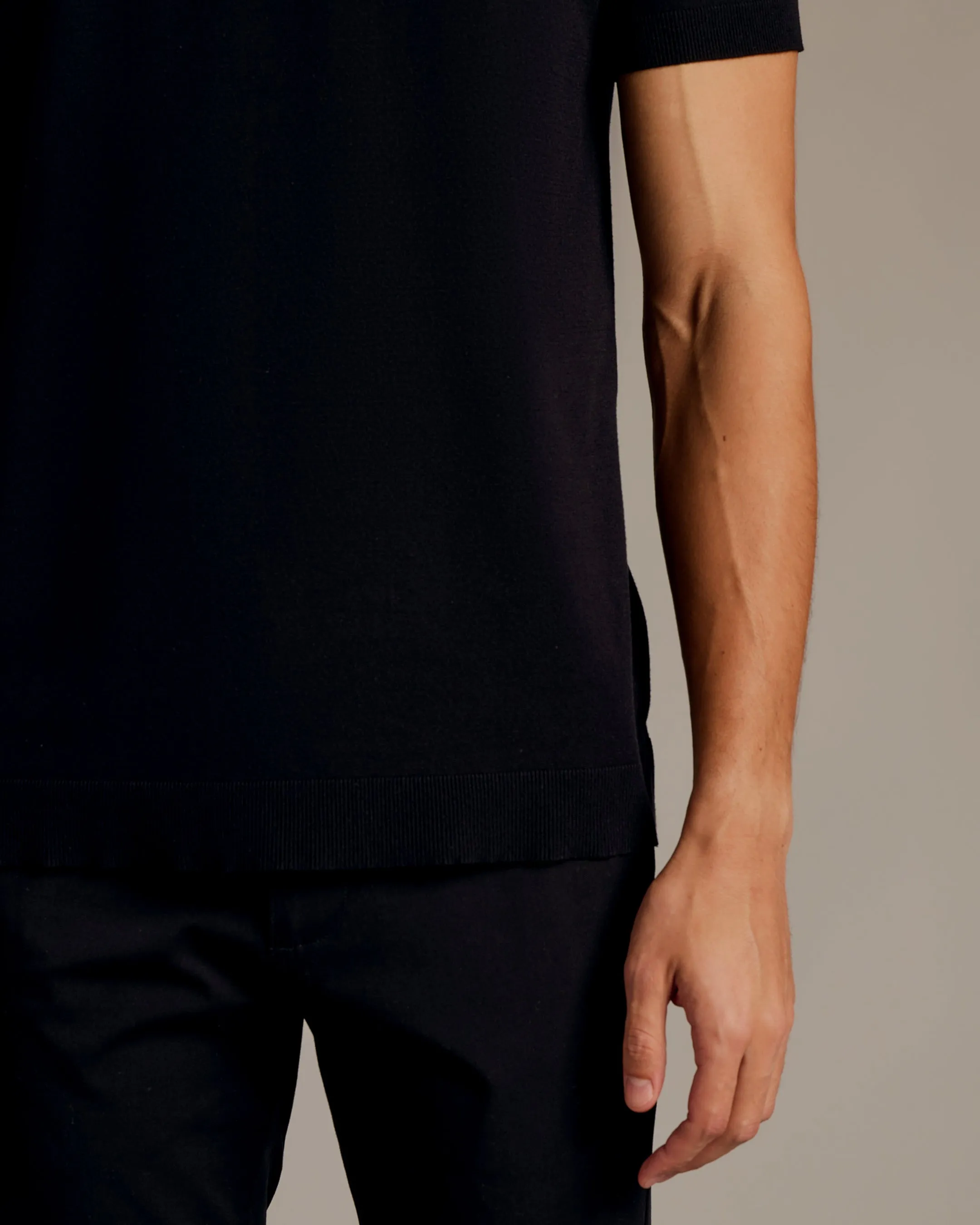 Black Short Sleeve Sweater Polo 2.0