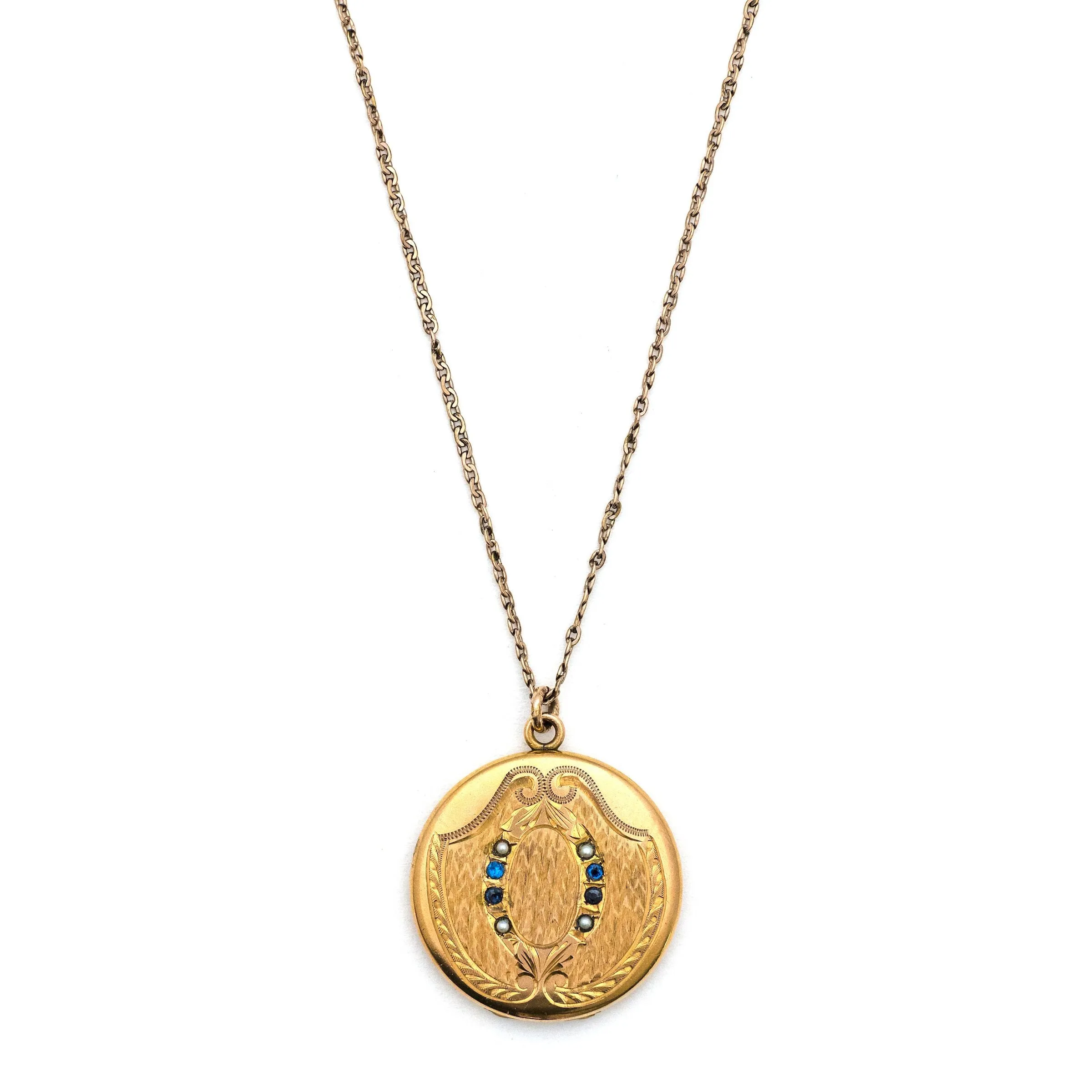 Blue & Pearl Shield Locket