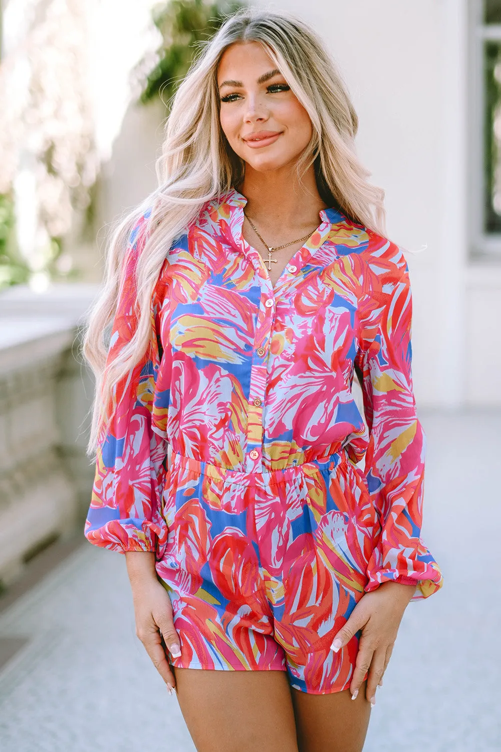 Bold Graffiti Print Shirt Romper