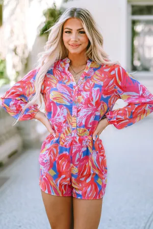 Bold Graffiti Print Shirt Romper