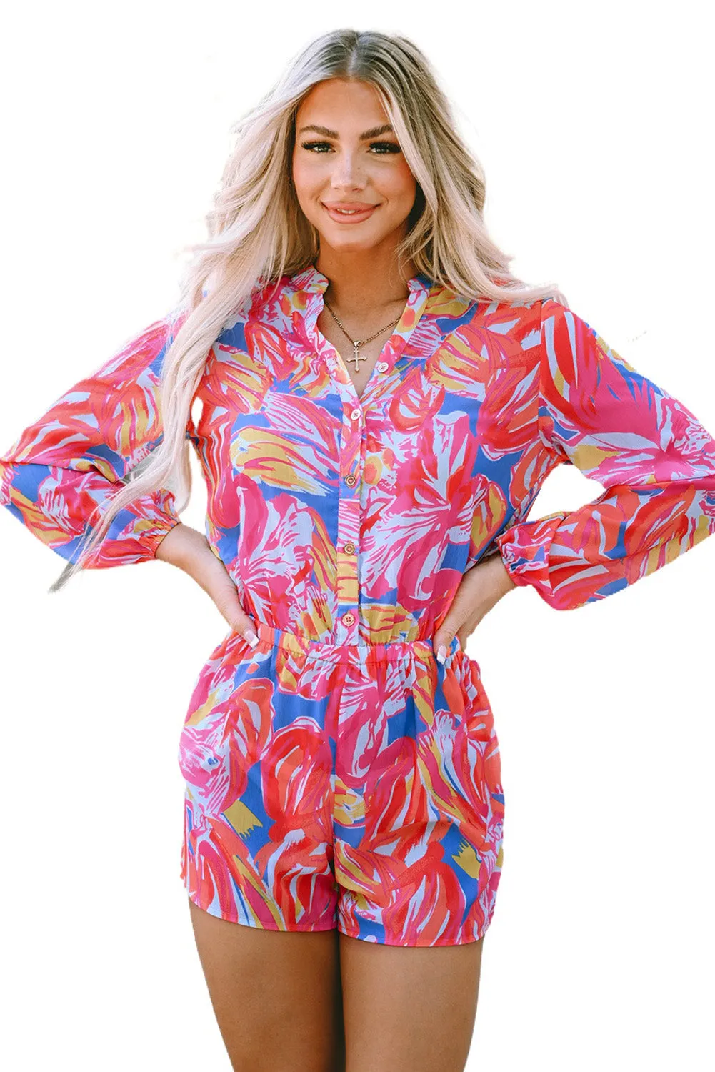 Bold Graffiti Print Shirt Romper