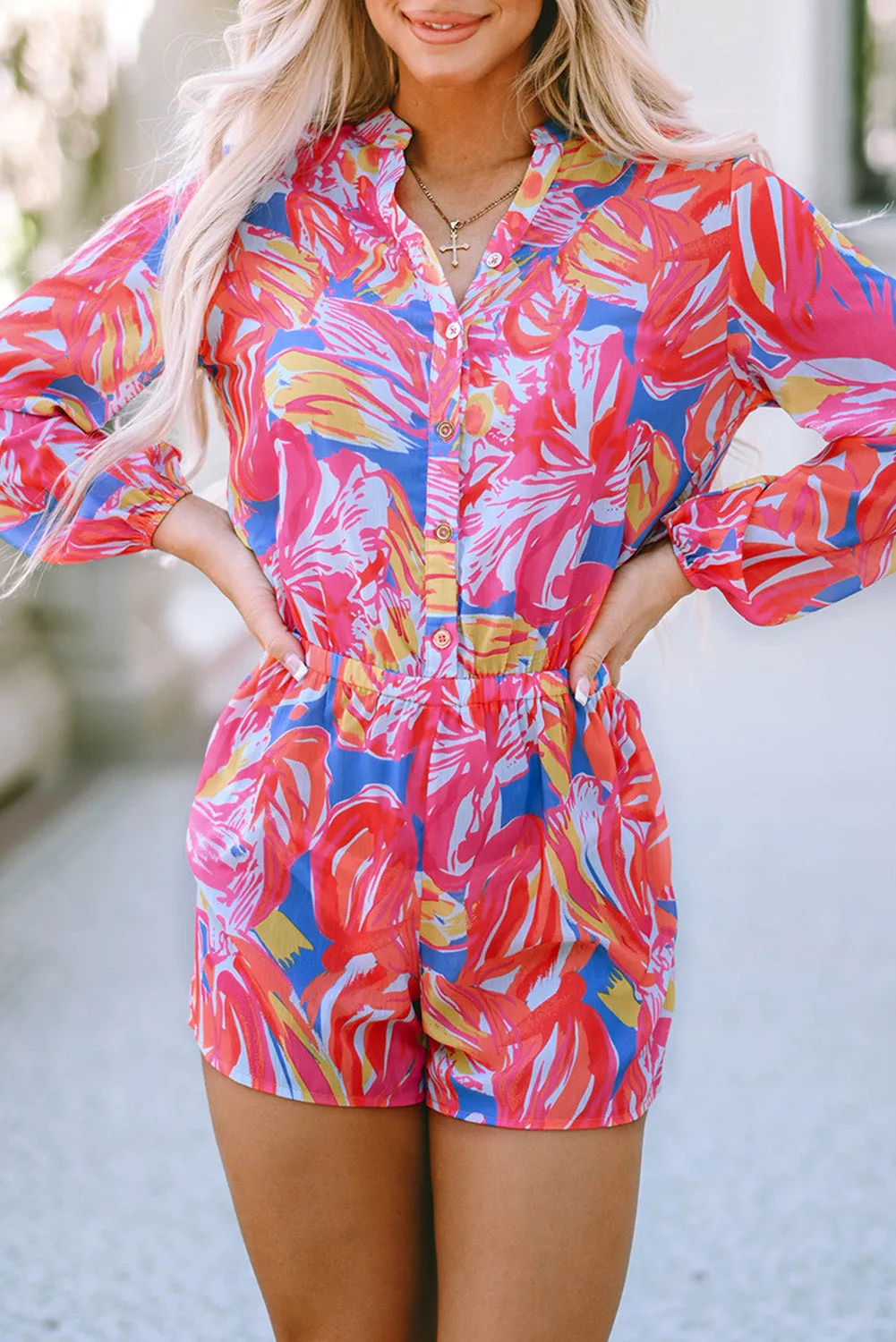 Bold Graffiti Print Shirt Romper