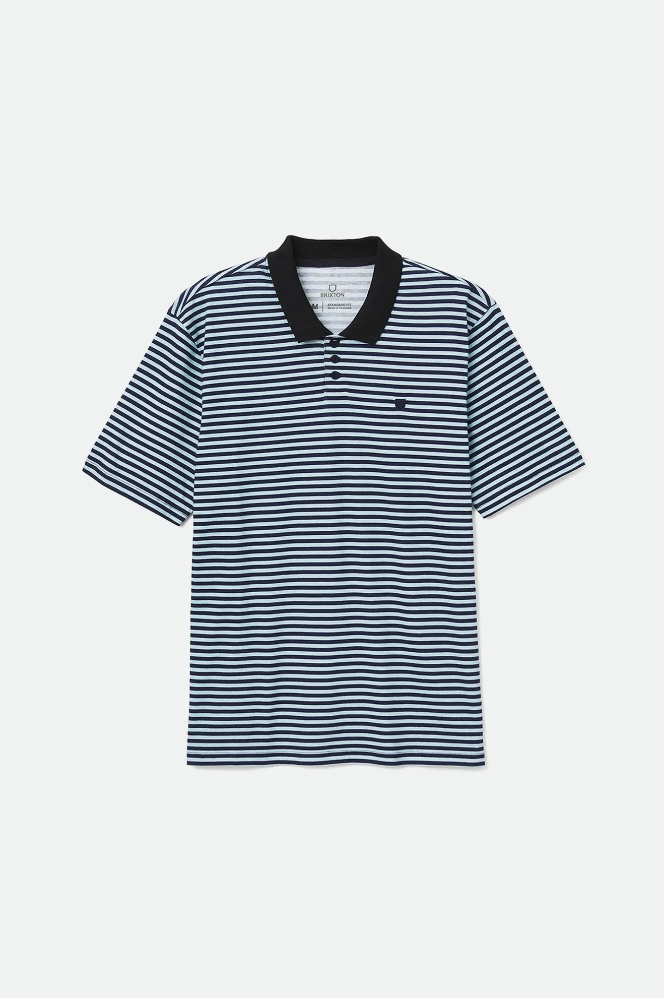 BRIXTON MICRO STRIPE S/S POLO KNIT HEATHER TEAL/NAVY