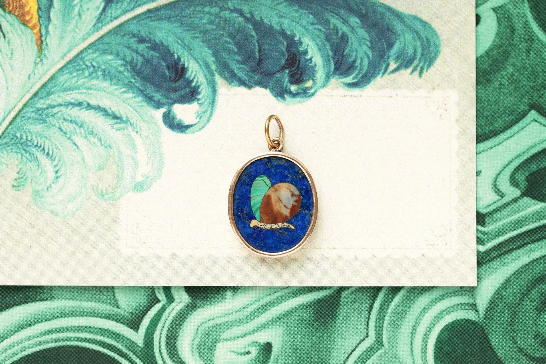 C.1880. Pietra Dura Butterfly Pendant