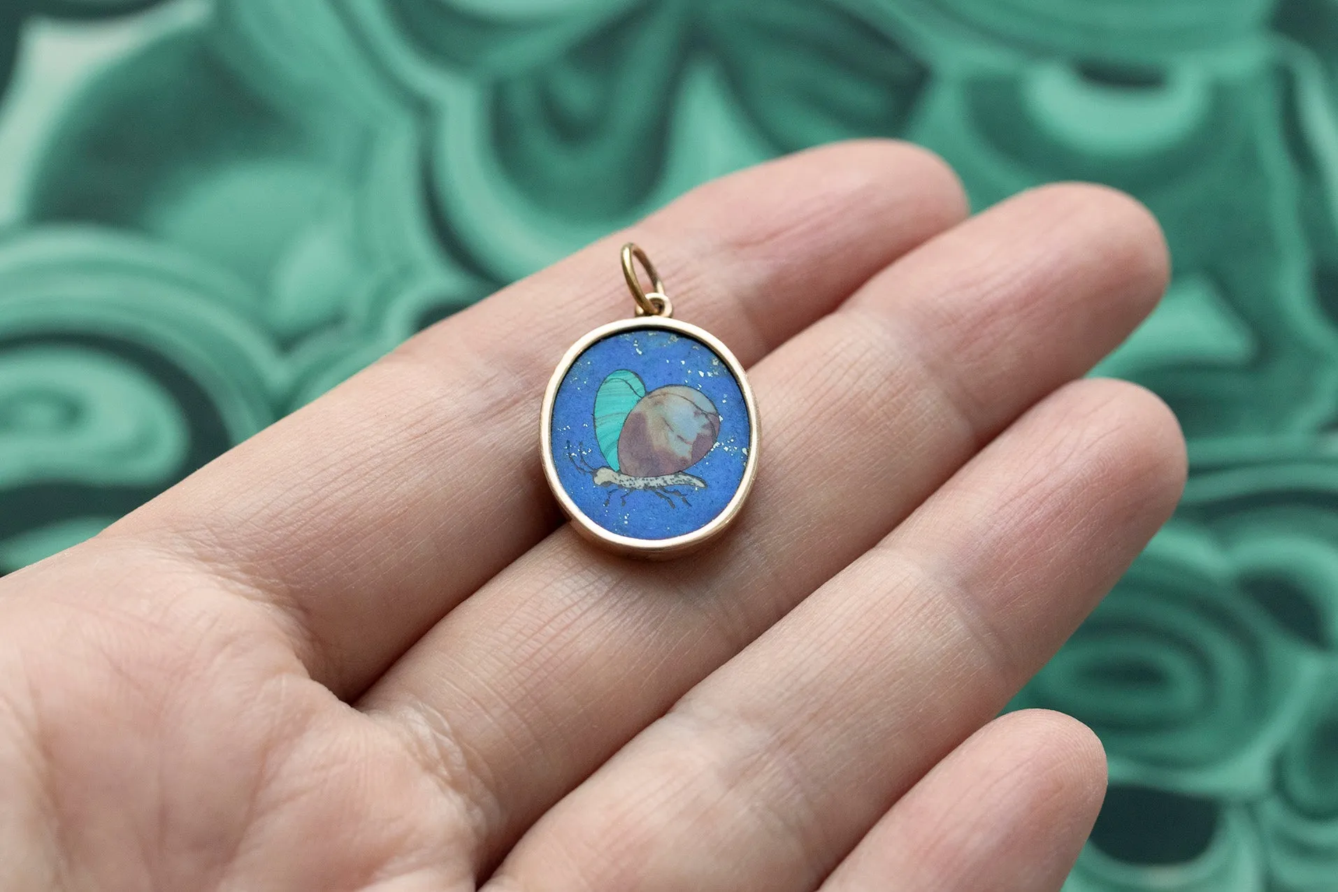 C.1880. Pietra Dura Butterfly Pendant