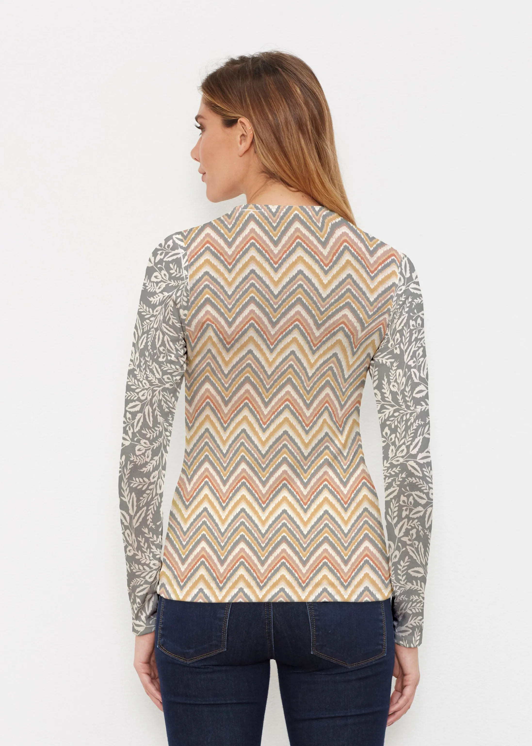Chevron Vine (8017) ~ Butterknit Long Sleeve Crew Top
