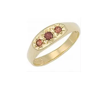 Children's Rings:  9k Gold Traditional Victorian Baby/Children's Ring with Garnets Size H with Gift Box