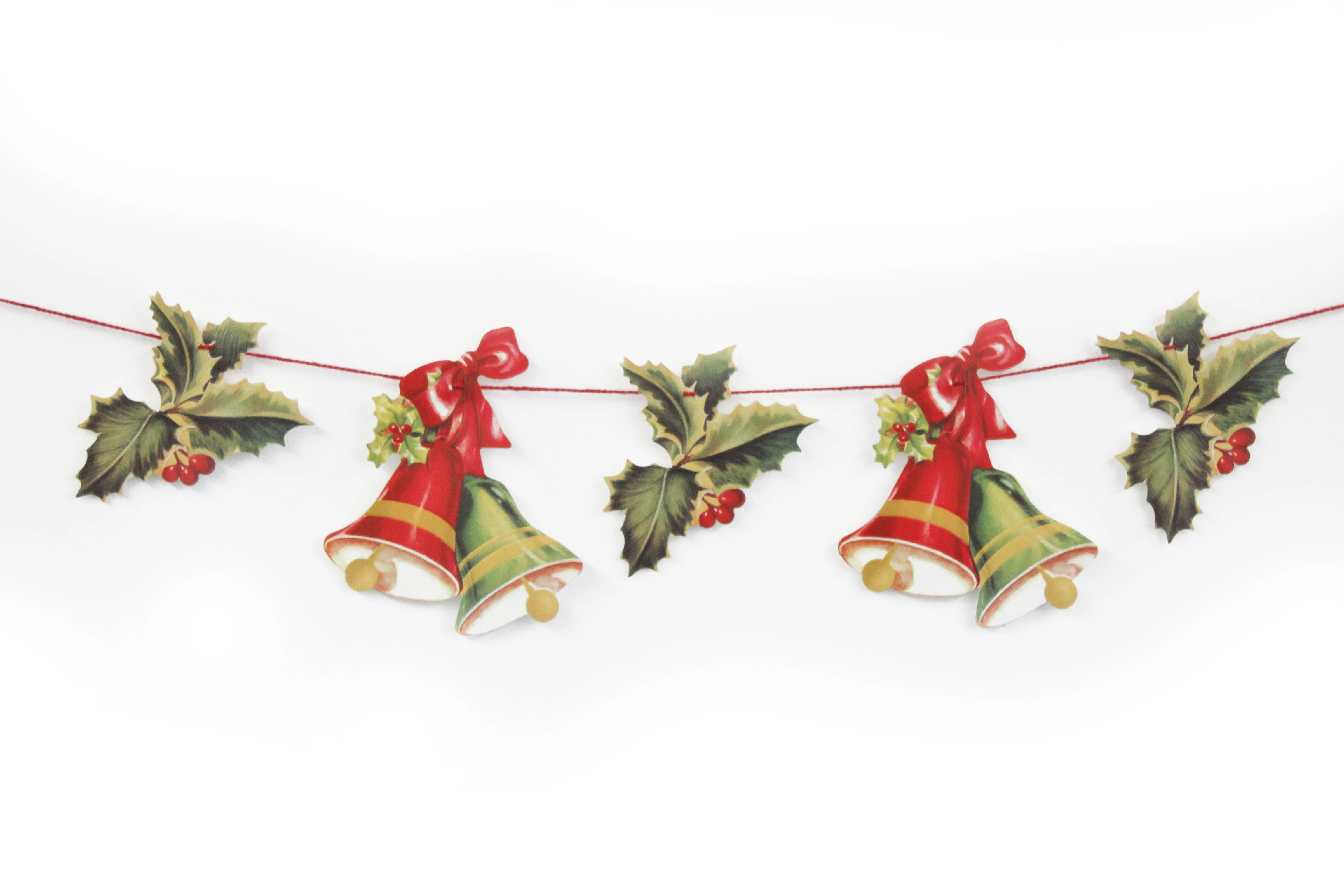 Christmas Paper Garland: Holly & Bells