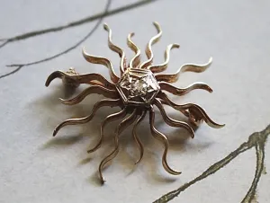 Circa 1910’s 14k and 12k Gold Celestial Vintage Brooch