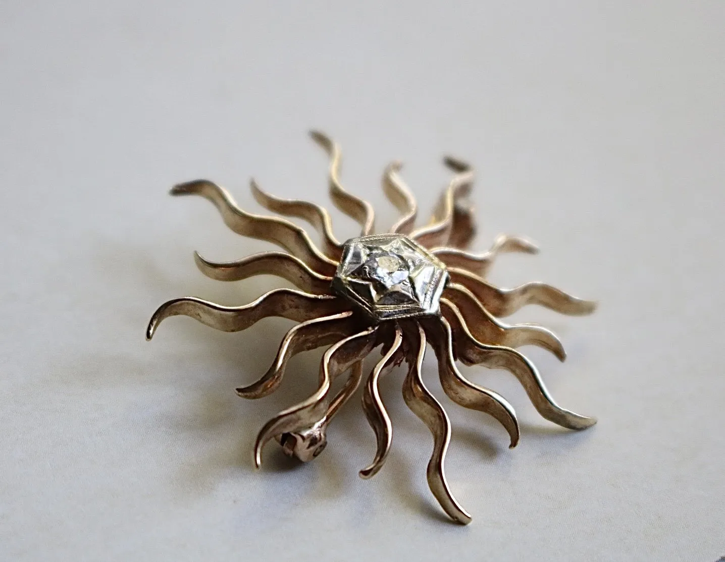 Circa 1910’s 14k and 12k Gold Celestial Vintage Brooch