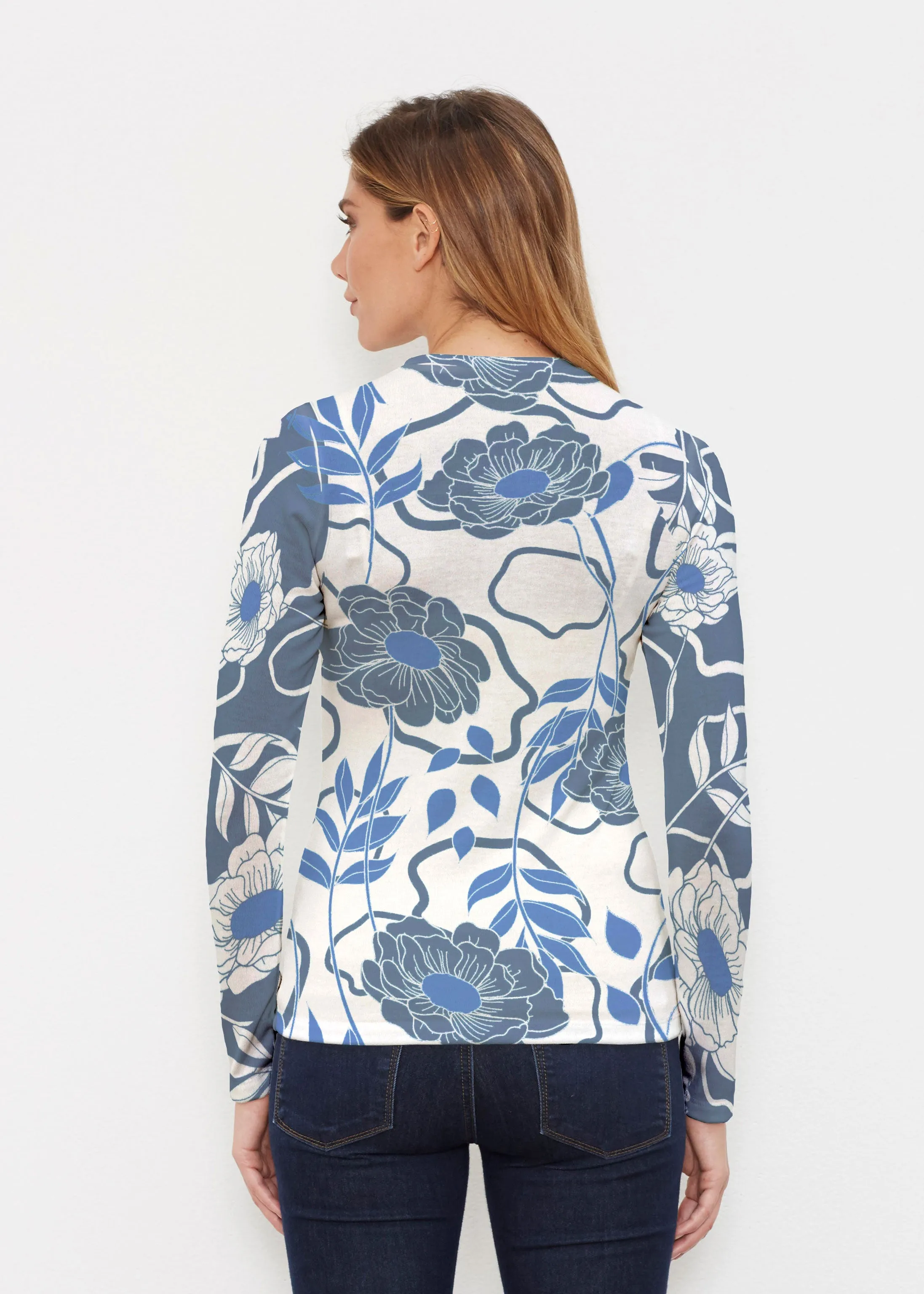 Clarrissa Navy (8138) ~ Butterknit Long Sleeve Crew Top