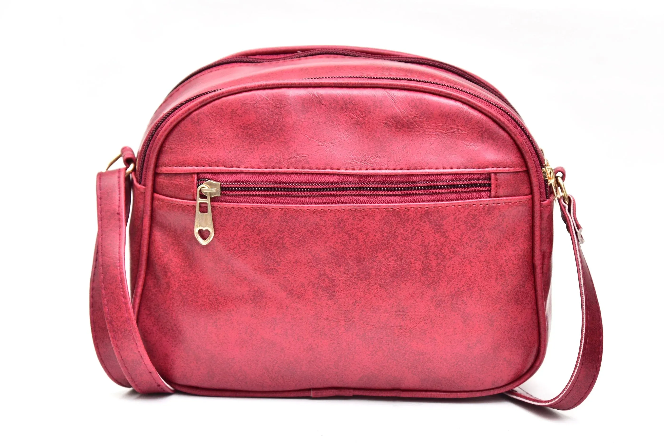 Classy Leather Customized Chain Sling Bag   Men's Wallet (Women's Combo) (Maroon Light Pink)