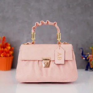 Classy Leather Customized Chain Sling Bag with Handle - Pink