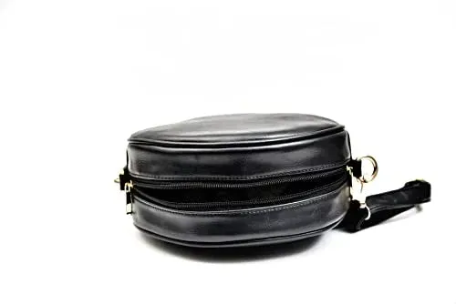 Classy Leather Customized Chained Sling Bag Round   Men's Wallet - Black Royal Blue