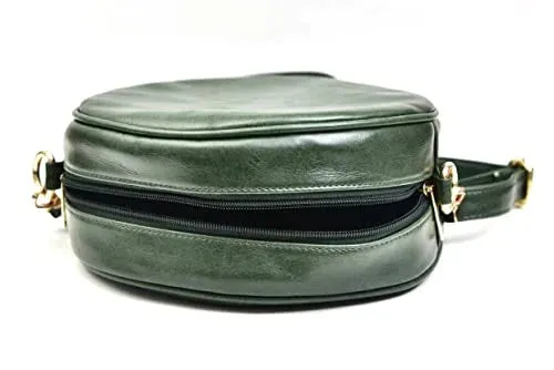 Classy Leather Customized Chained Sling Bag Round   Men's Wallet - Green Light Pink