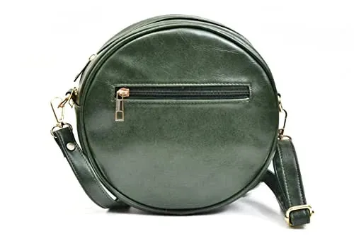 Classy Leather Customized Chained Sling Bag Round   Men's Wallet - Green Peach