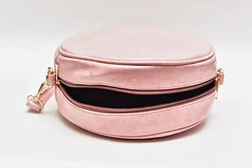 Classy Leather Customized Chained Sling Bag Round   Men's Wallet - Light Pink Royal Blue