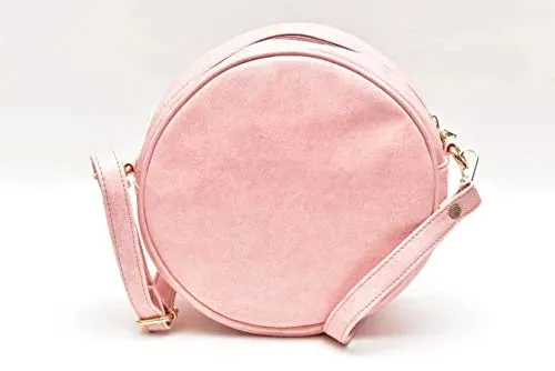 Classy Leather Customized Chained Sling Bag Round   Men's Wallet - Light Pink Royal Blue