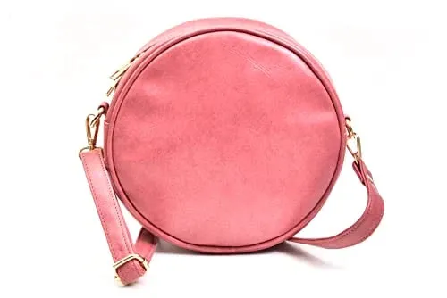Classy Leather Customized Chained Sling Bag Round   Men's Wallet - Peach Green