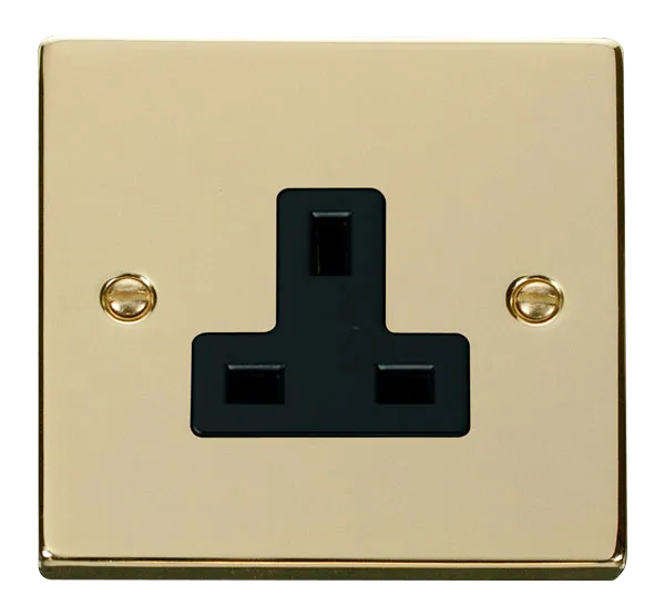 Click Deco VPBR030BK Victorian 1G 13A Unswitched Socket - Polished Brass (Black)