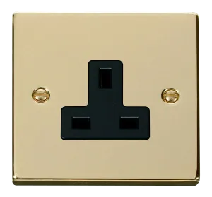 Click Deco VPBR030BK Victorian 1G 13A Unswitched Socket - Polished Brass (Black)