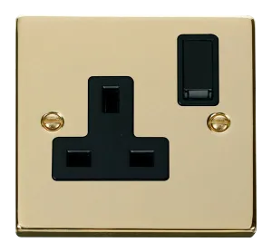 Click Deco VPBR035BK Victorian 13A 1G DP Switched Socket - Polished Brass (Black)